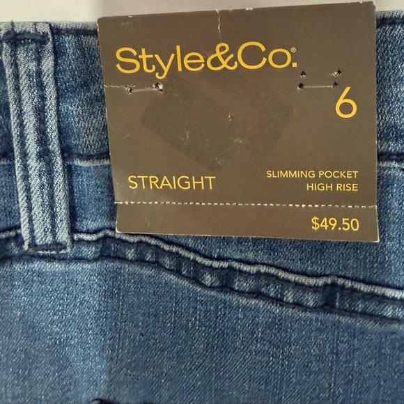 Style & Co Women Dip Dyed High Rise Natural Straight Jeans Blue Ombre Size 6 - Picture 5 of 12